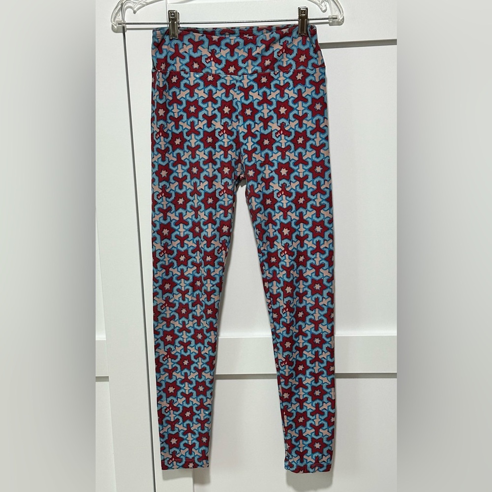 LuLaRoe Leggings – Geometric Star Print Red/Blue – OS